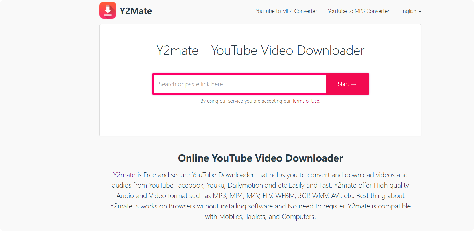 Y2mate主页截图