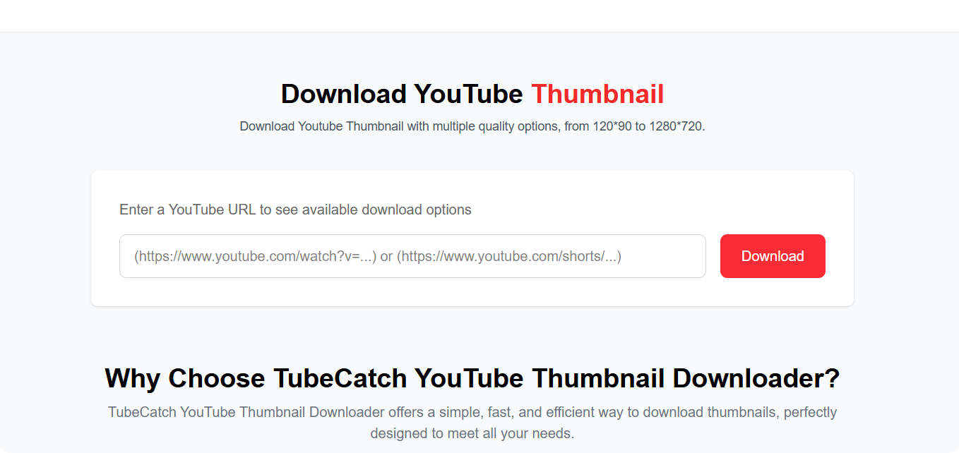 TubeCatch页面,只需几个步骤即可下载缩略图