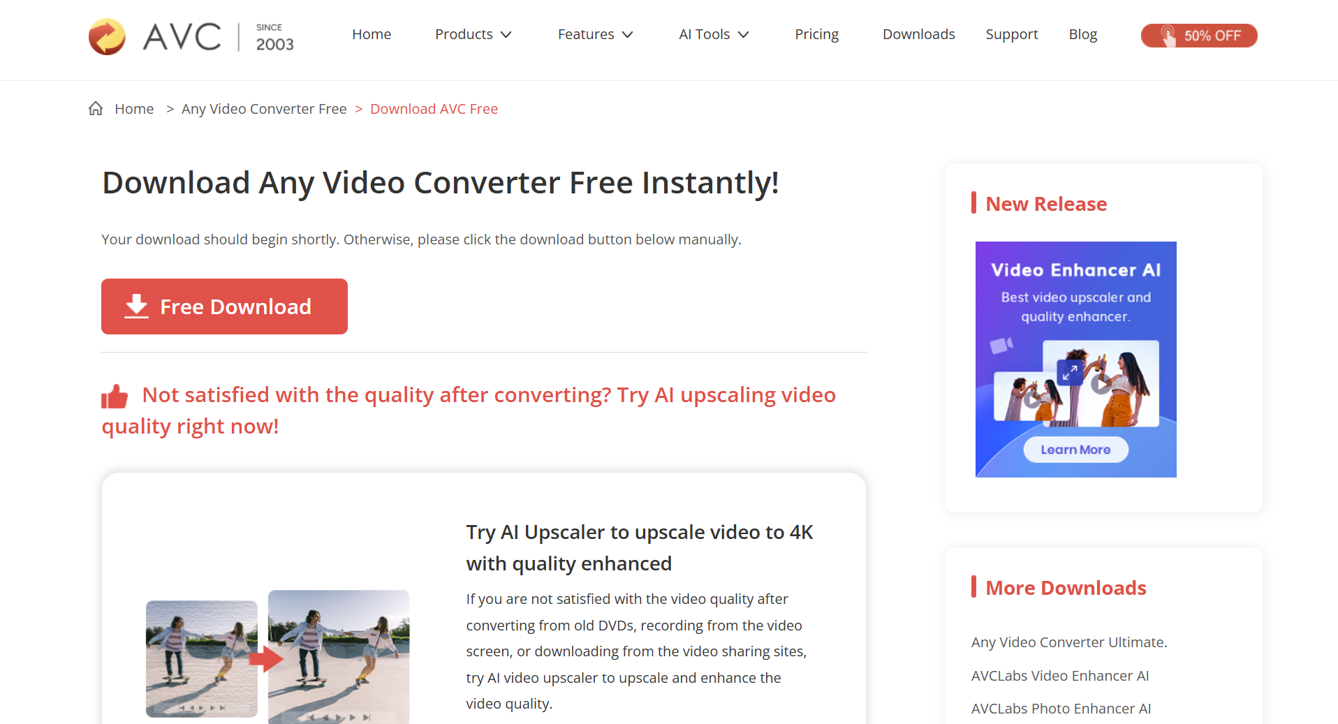 Any Video Converter 工具下载页面