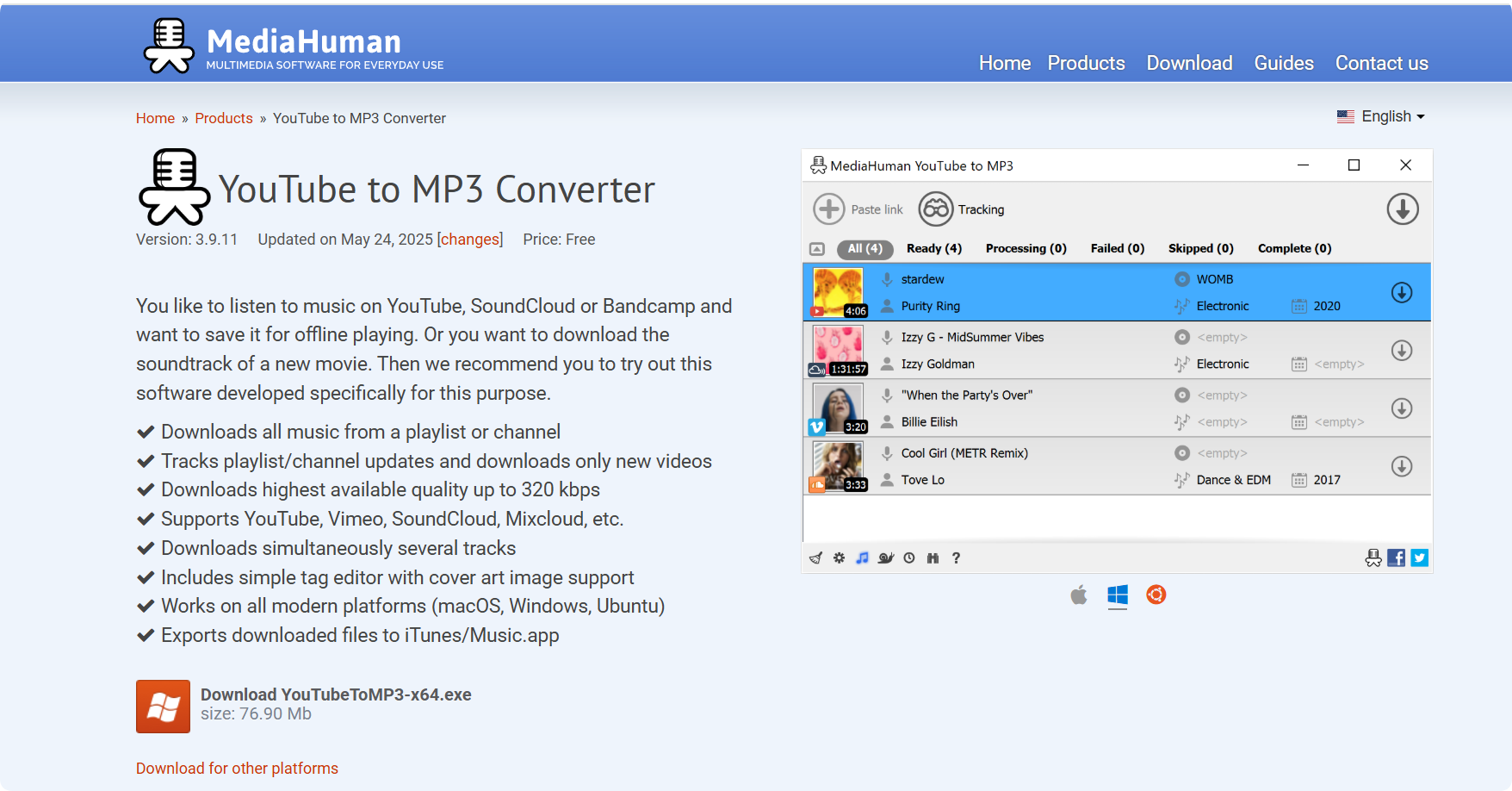 MediaHuman YouTube to MP3 Converter 工具下载页面